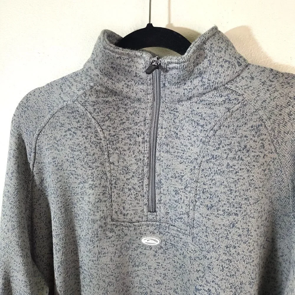 Quiksilver Mens XL Gray Heather Quarter Zip Pullover Fleece Sweater Surf Skate